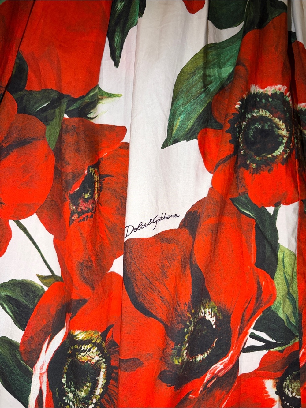 Dolce & Gabbana Cotton Sun Dress with Anemone - Red Floral Midi - IT 44 - US 8 - Picture 5 of 12